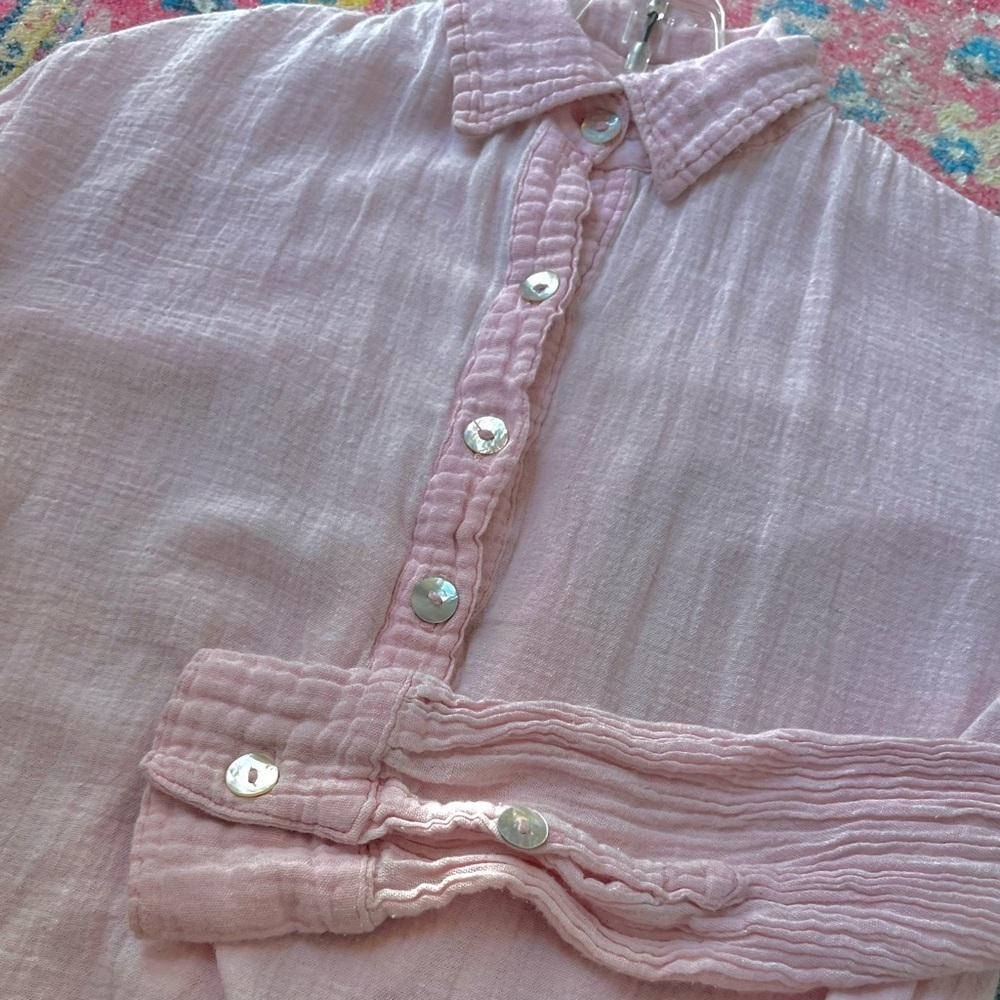 Honest Cotton Women’s Light Blush Pink Textured 100% Cotton Long-Sleeve Shirt — image 3 of 5